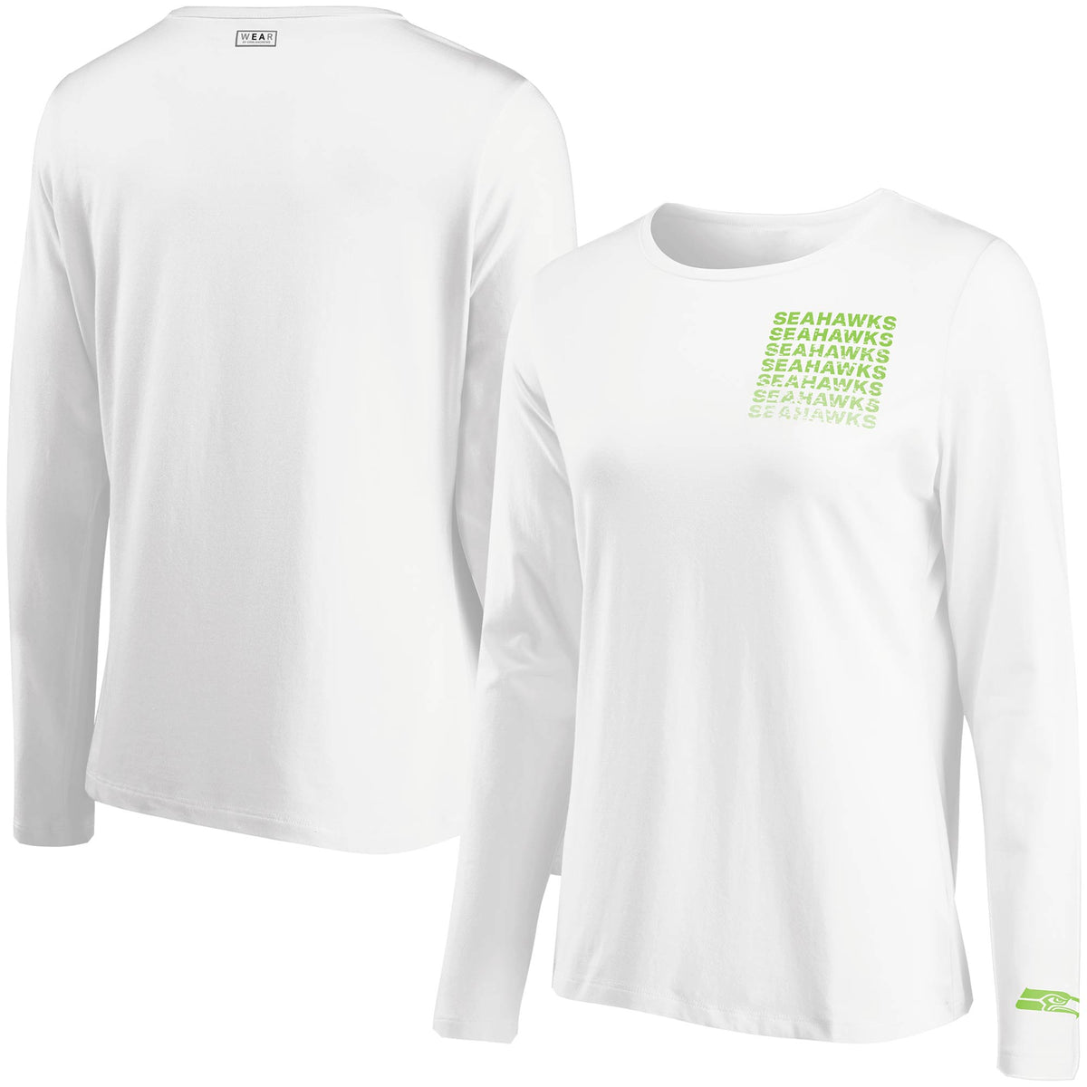 Women's WEAR by Erin Andrews White Seattle Seahawks Repeat Tri-Blend Long Sleeve T-Shirt