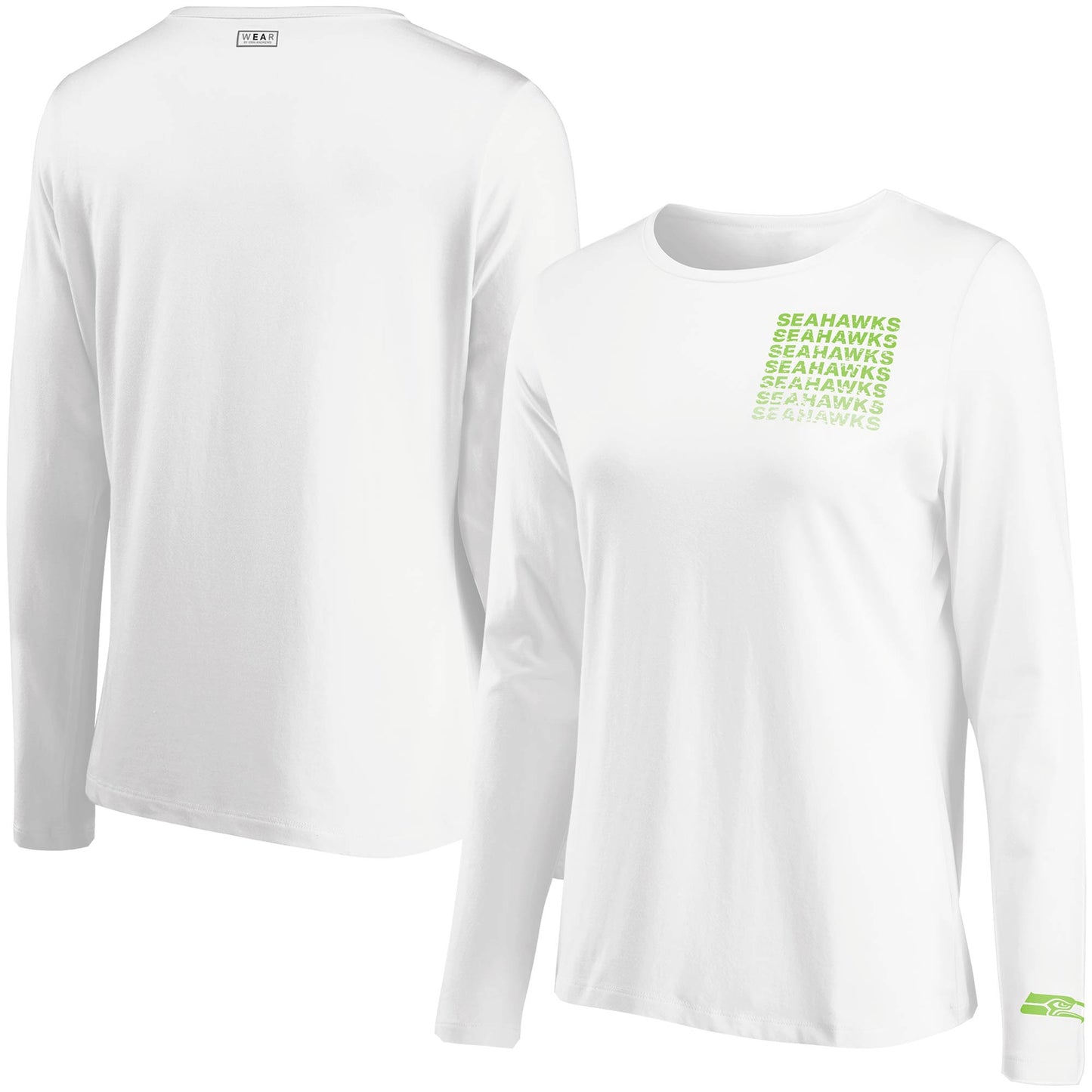 Women's WEAR by Erin Andrews White Seattle Seahawks Repeat Tri-Blend Long Sleeve T-Shirt