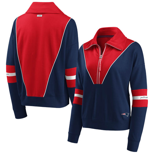 Women's WEAR By Erin Andrews Navy New England Patriots Half-Zip Jacket