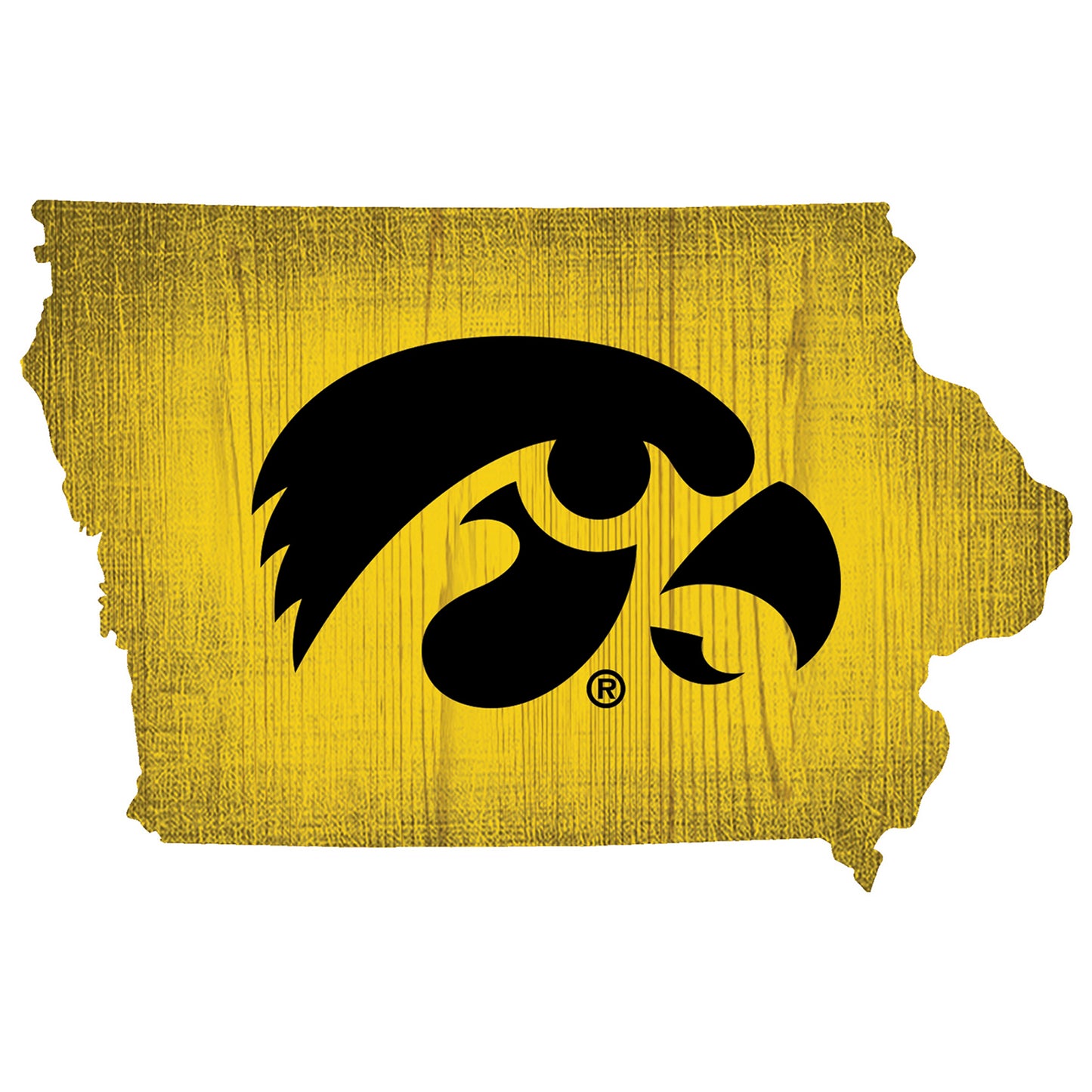 Iowa Hawkeyes 12" Logo State Sign