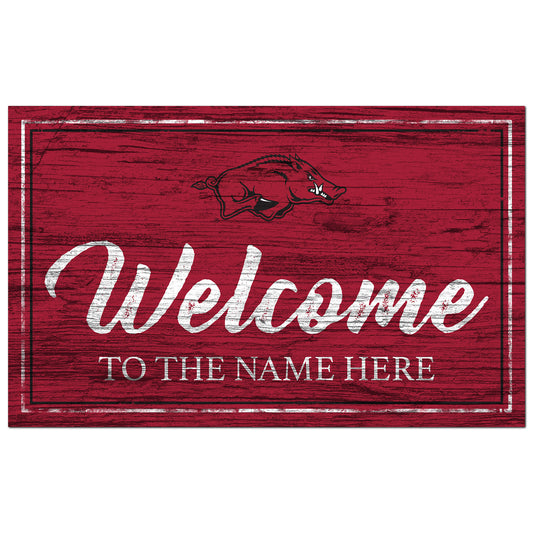 Arkansas Razorbacks 11" x 19" Personalized Team Color Welcome Sign