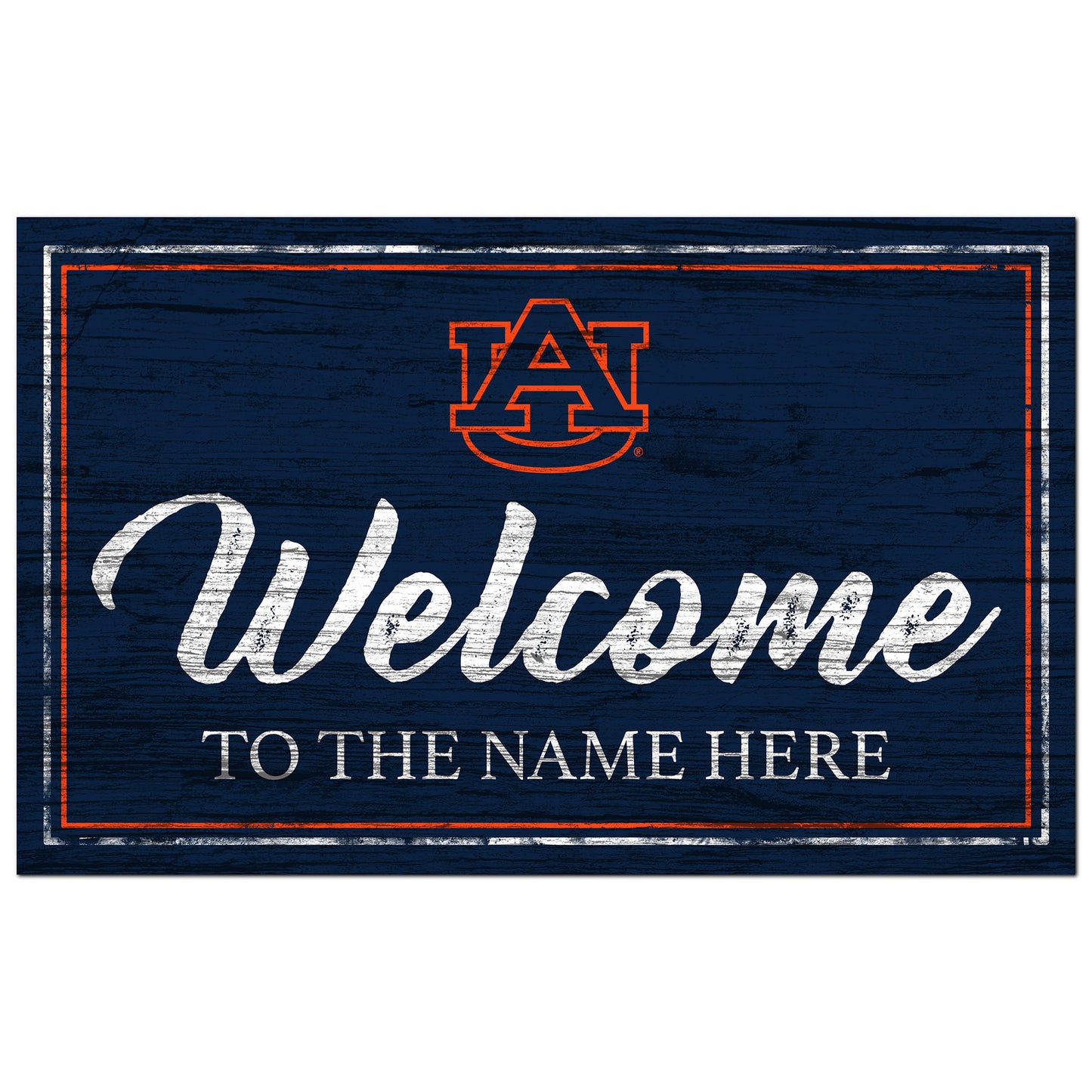 Auburn Tigers 11" x 19" Personalized Team Color Welcome Sign