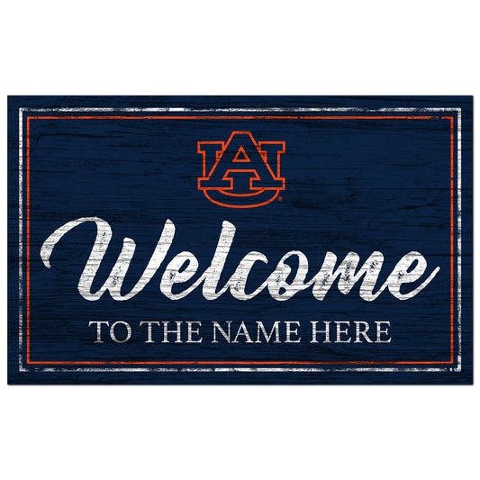 Auburn Tigers 11" x 19" Personalized Team Color Welcome Sign