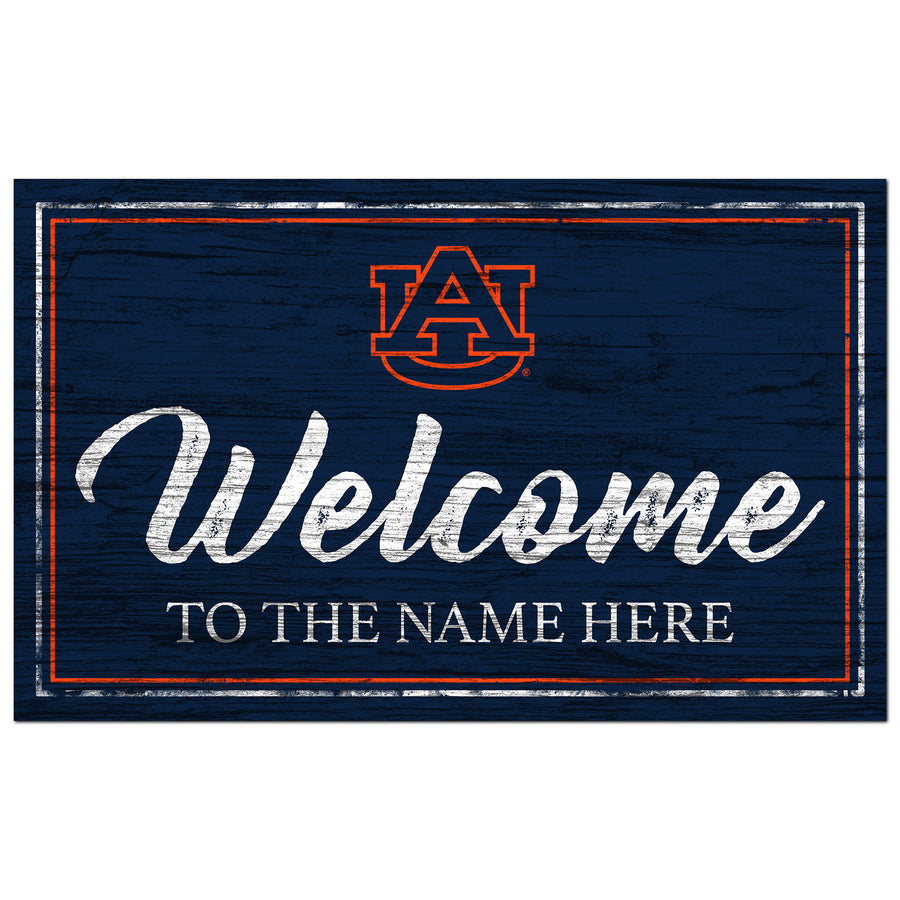 Auburn Tigers 11" x 19" Personalized Team Color Welcome Sign