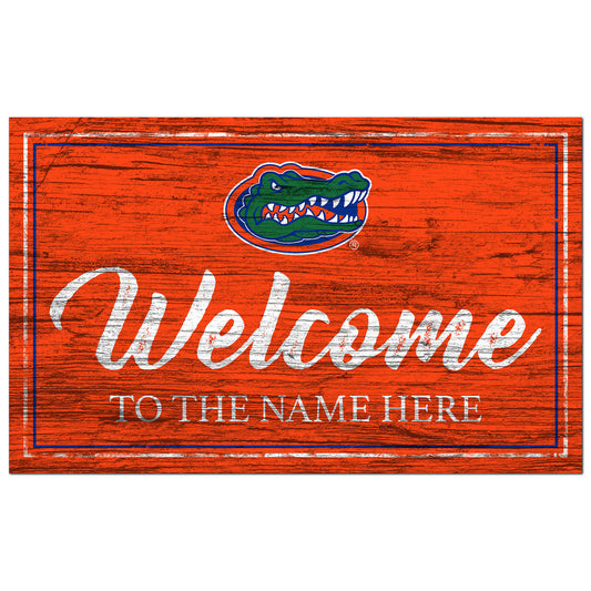 Florida Gators 11" x 19" Personalized Team Color Welcome Sign