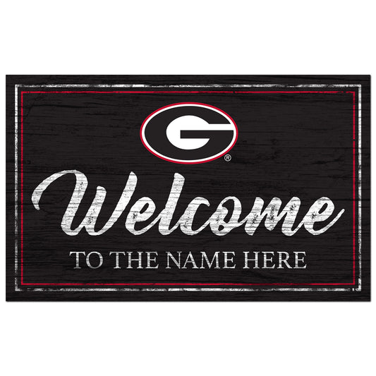 Georgia Bulldogs 11" x 19" Personalized Team Color Welcome Sign