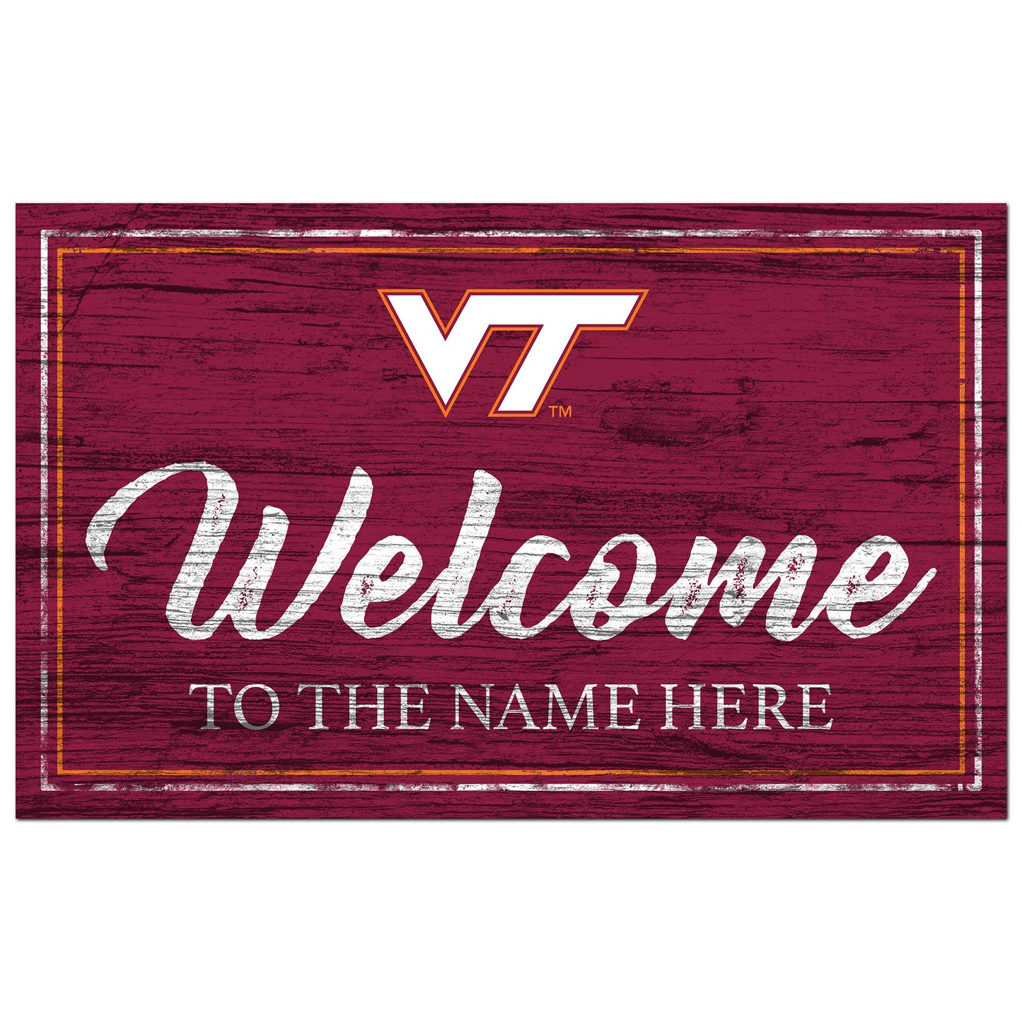 Virginia Tech Hokies 11" x 19" Personalized Team Color Welcome Sign