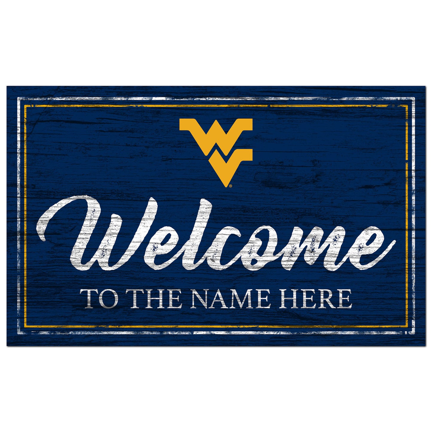 West Virginia Mountaineers 11" x 19" Personalized Team Color Welcome Sign