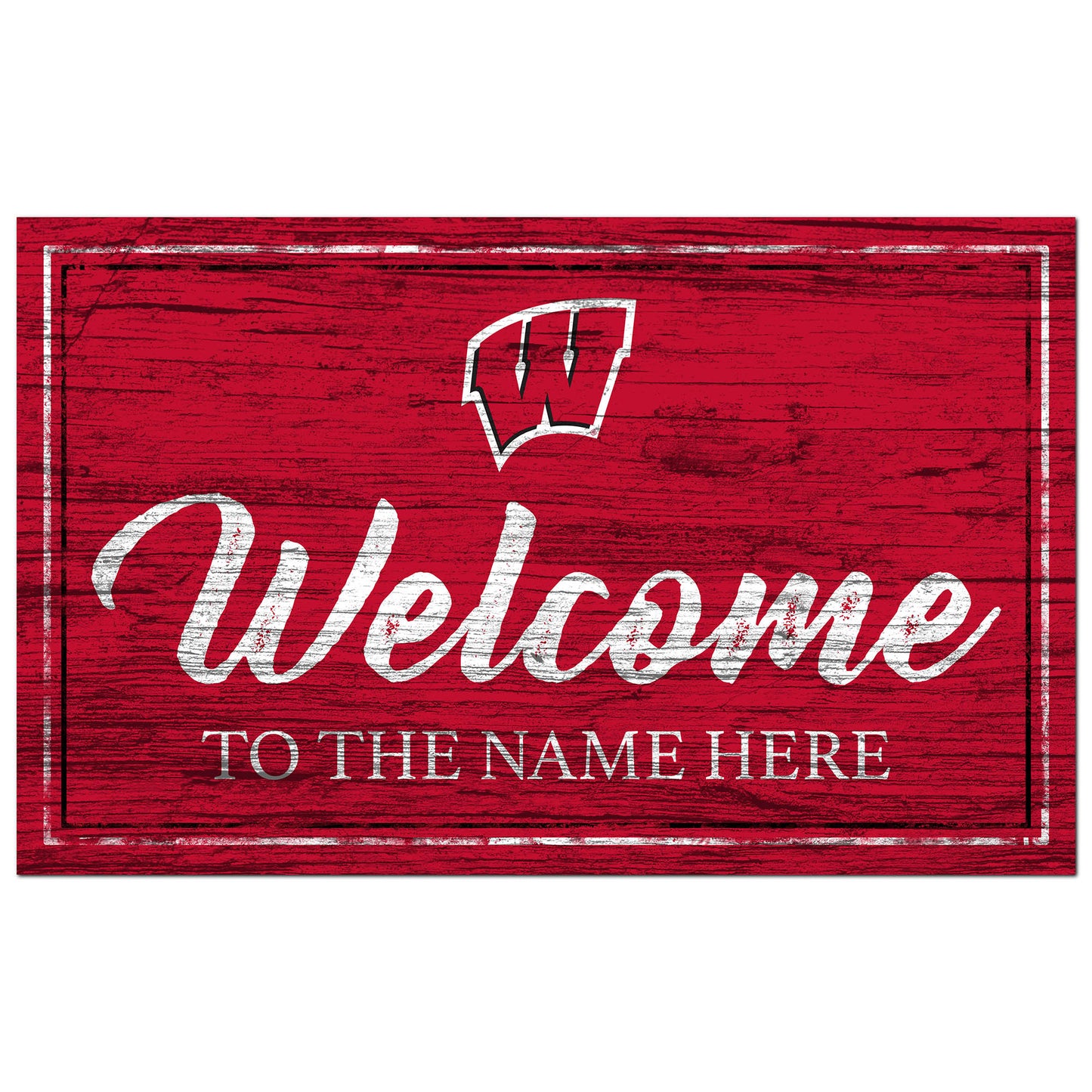 Wisconsin Badgers 11" x 19" Personalized Team Color Welcome Sign