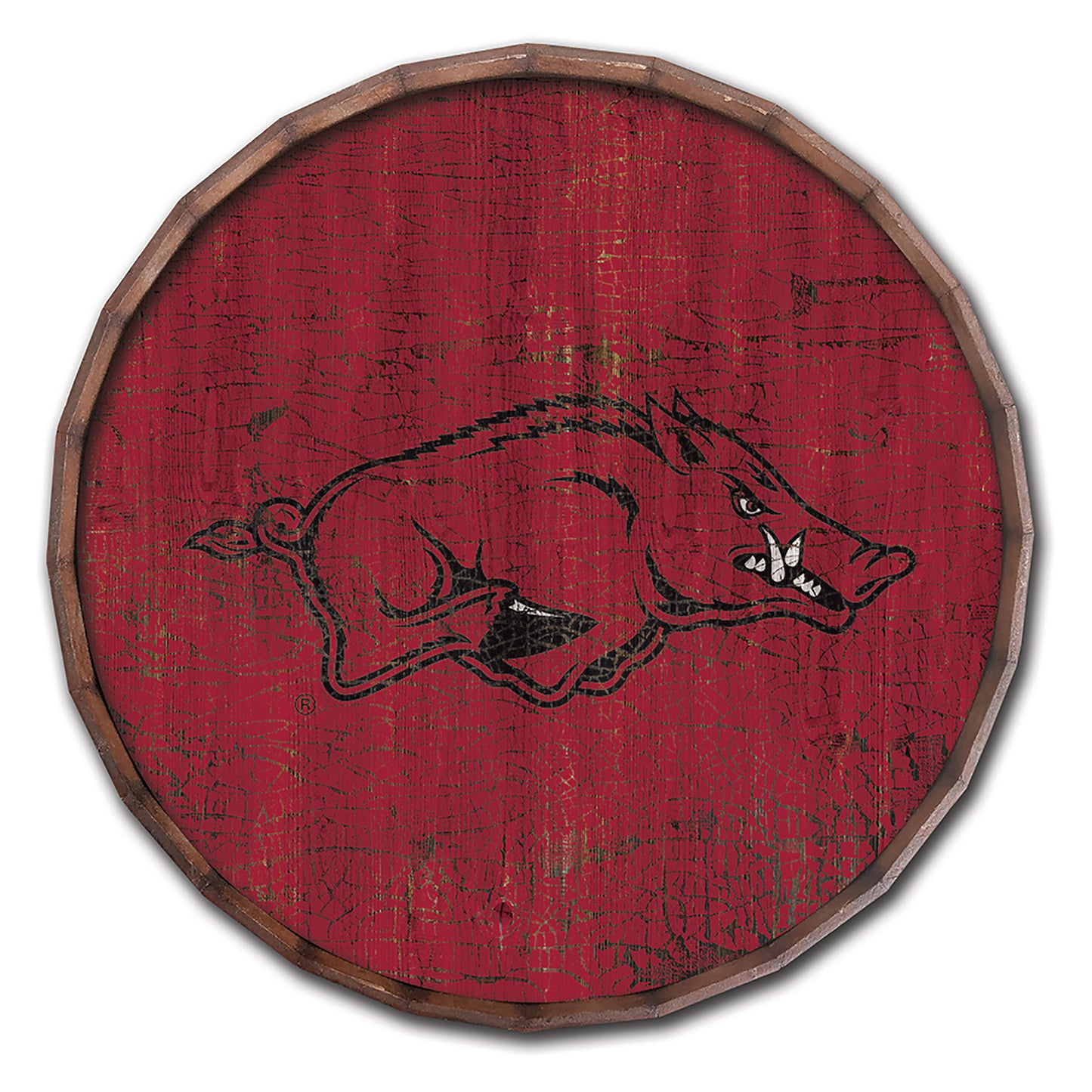 Arkansas Razorbacks 24" Cracked Color Barrel Top Sign