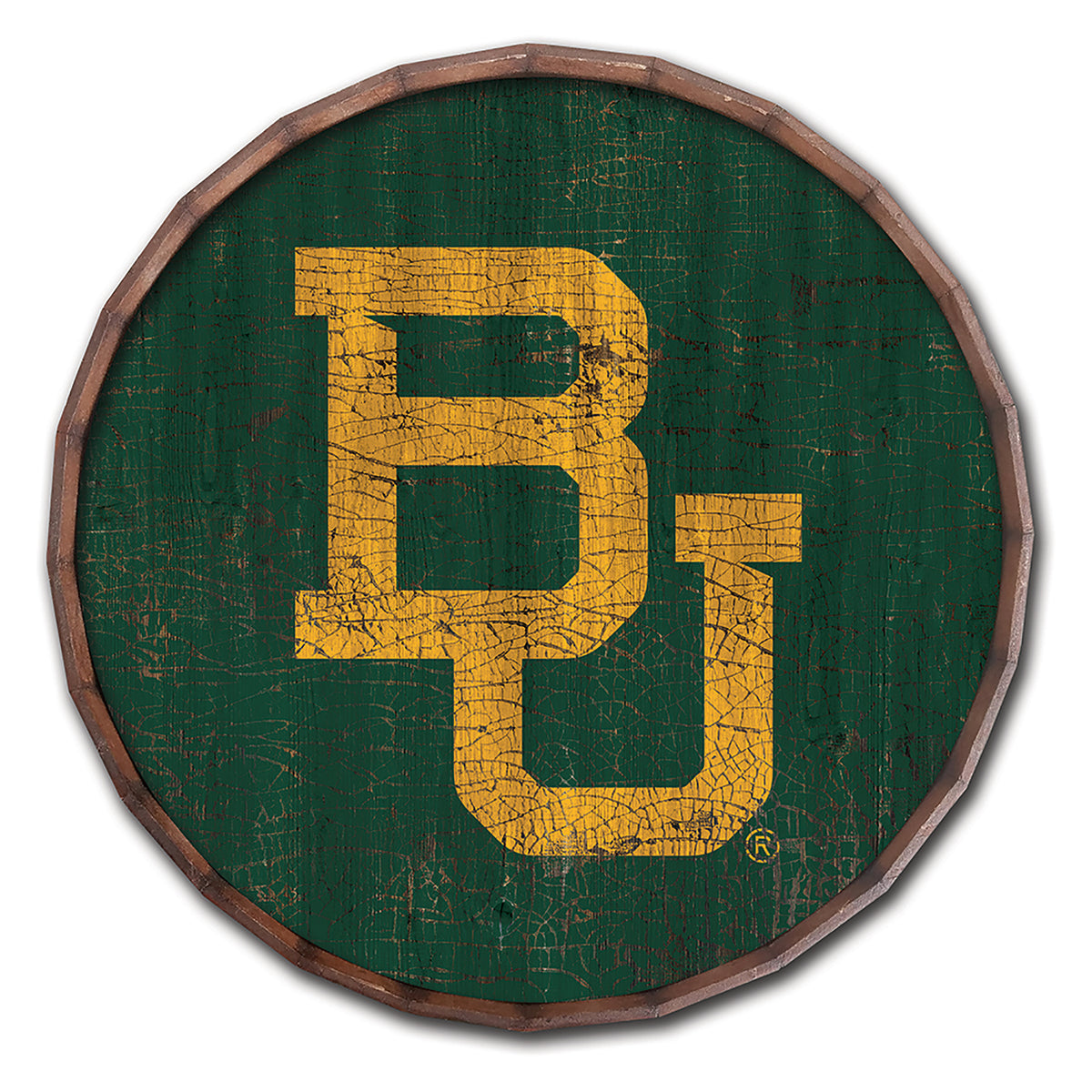 Baylor Bears 24" Cracked Color Barrel Top Sign
