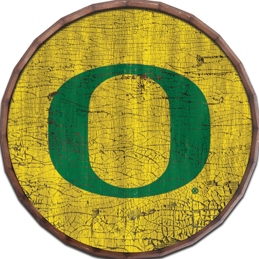 Oregon Ducks 24" Cracked Color Barrel Top Sign