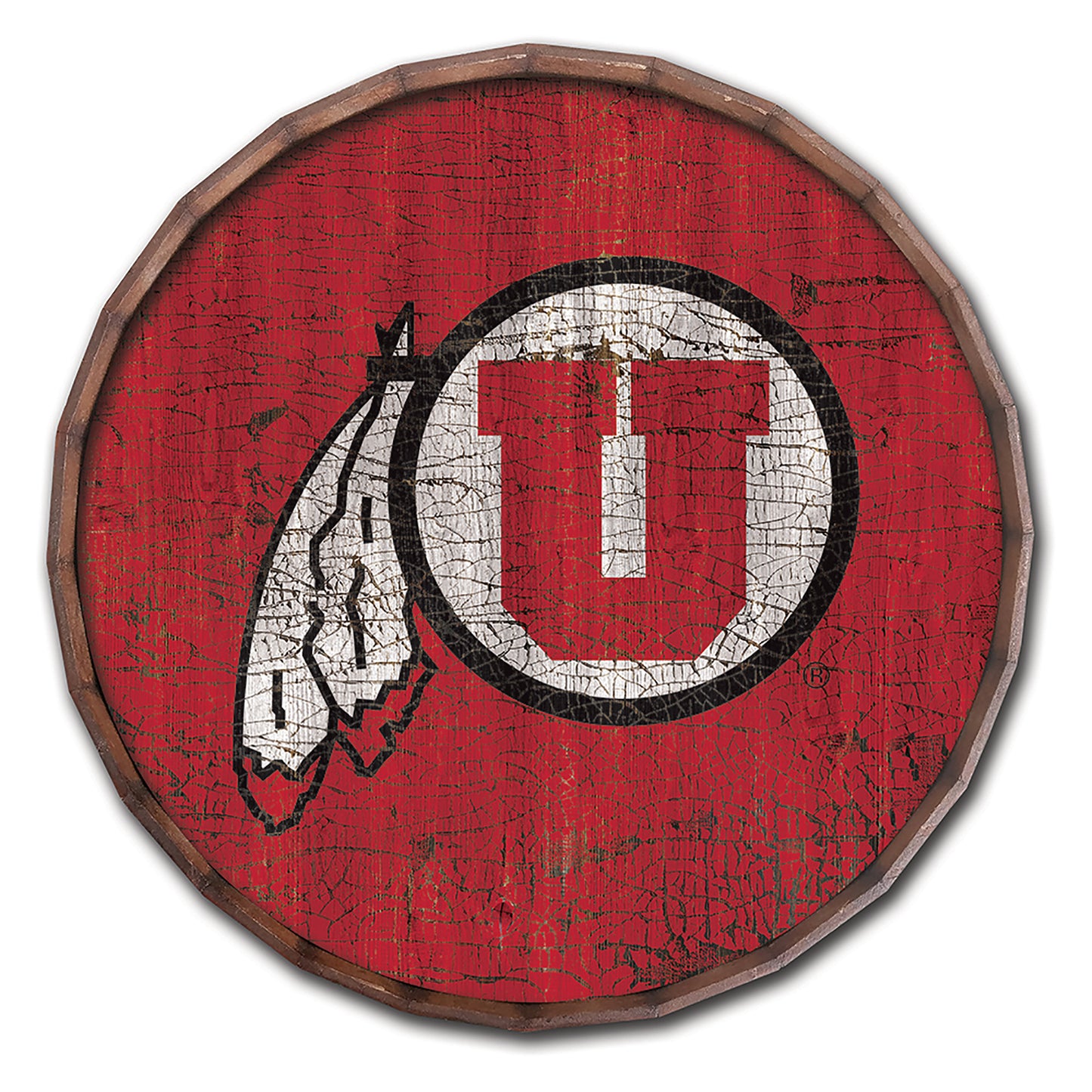 Utah Utes 24" Cracked Color Barrel Top Sign