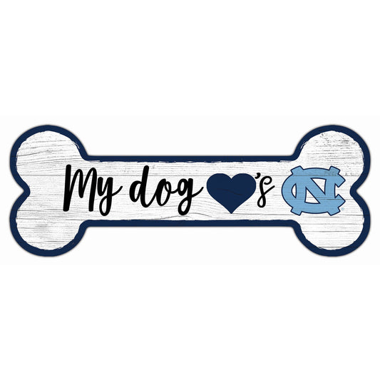 North Carolina Tar Heels 6" x 12" Team Dog Bone Sign