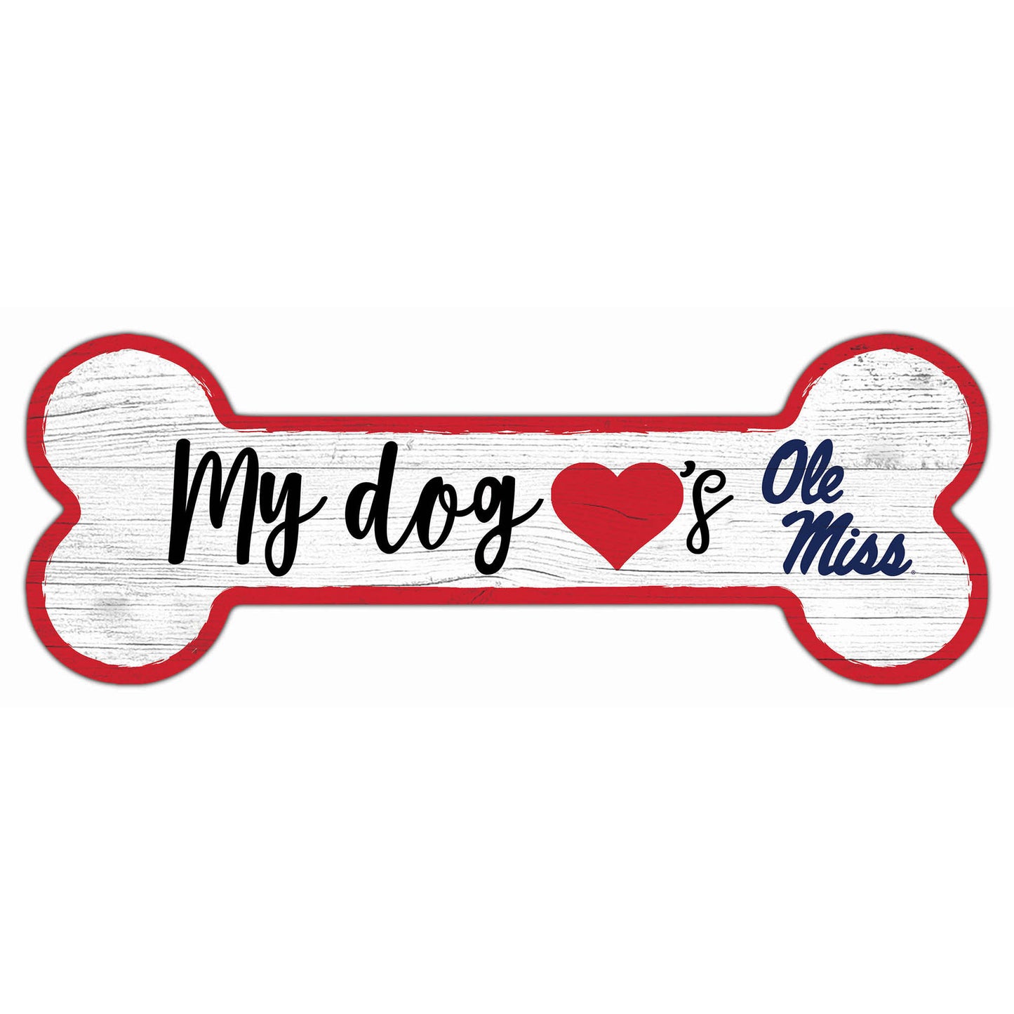 Ole Miss Rebels 6" x 12" Team Dog Bone Sign
