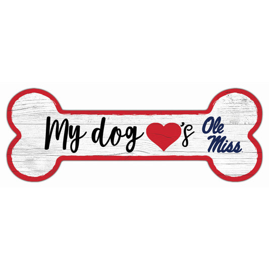 Ole Miss Rebels 6" x 12" Team Dog Bone Sign