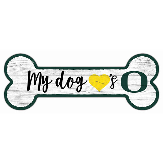 Oregon Ducks 6" x 12" Team Dog Bone Sign