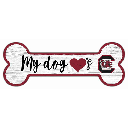 South Carolina Gamecocks 6" x 12" Team Dog Bone Sign