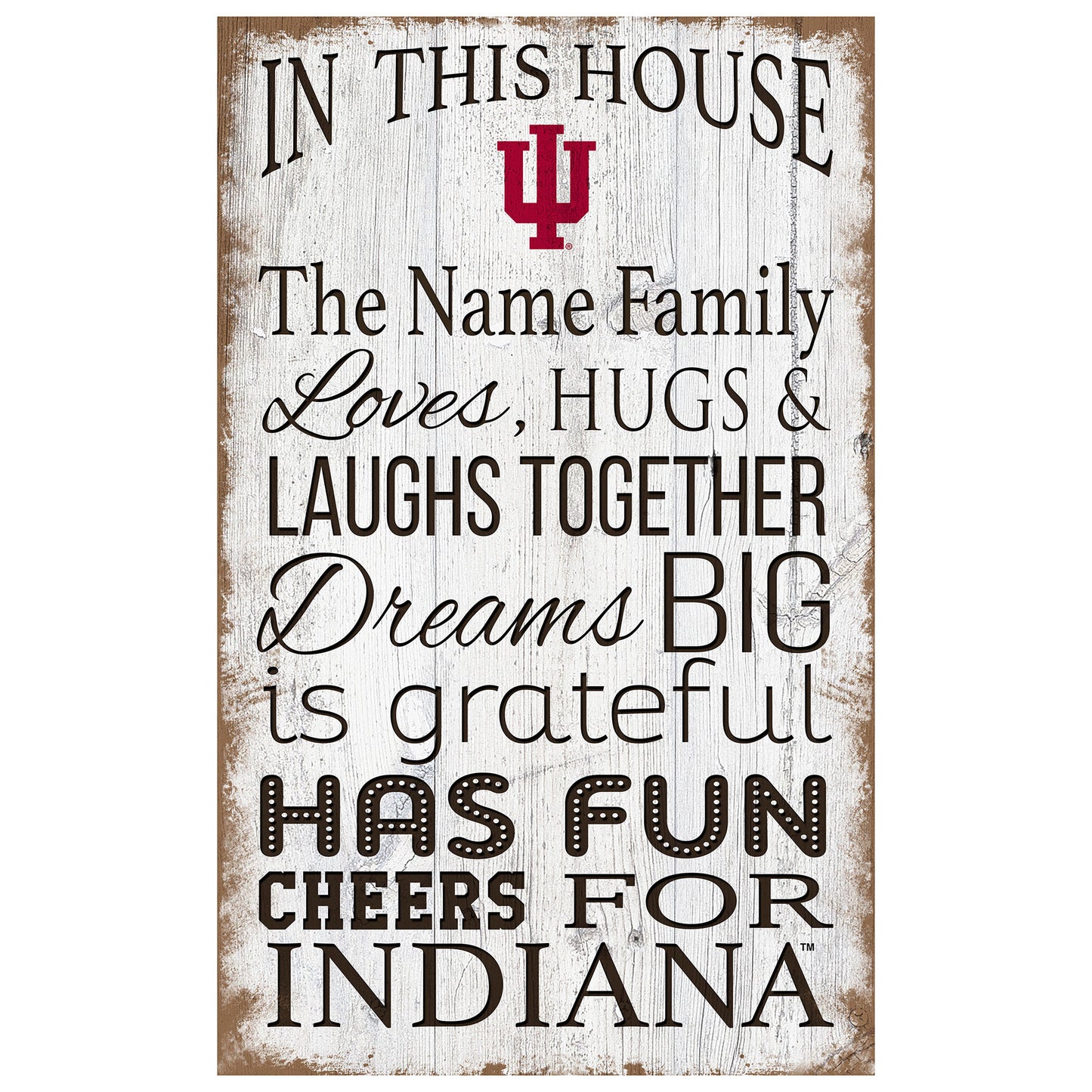 Indiana Hoosiers Personalized 11" x 19" In This House Sign