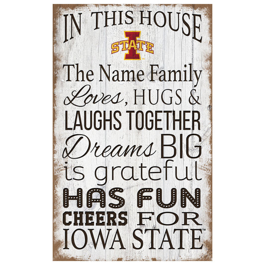 Iowa State Cyclones Personalized 11" x 19" In This House Sign
