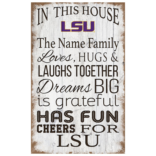 LSU Tigers Personalized 11" x 19" In This House Sign