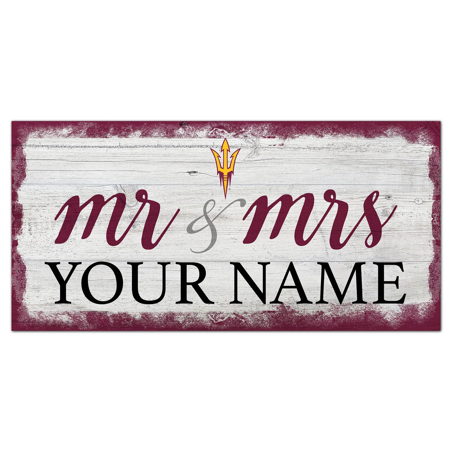 Arizona State Sun Devils 6" x 12" Personalized Mr. & Mrs. Script Sign