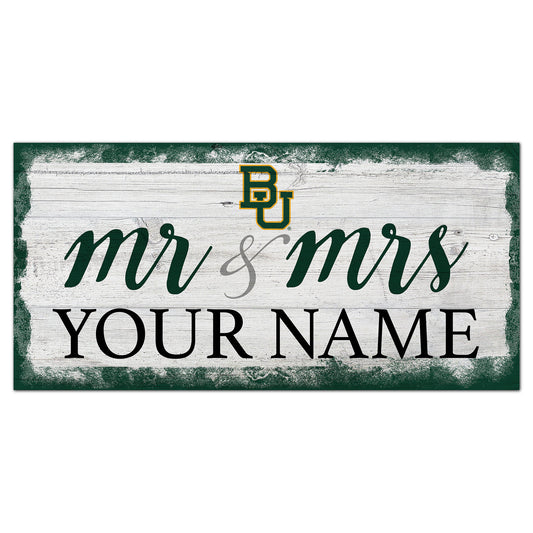 Baylor Bears 6" x 12" Personalized Mr. & Mrs. Script Sign