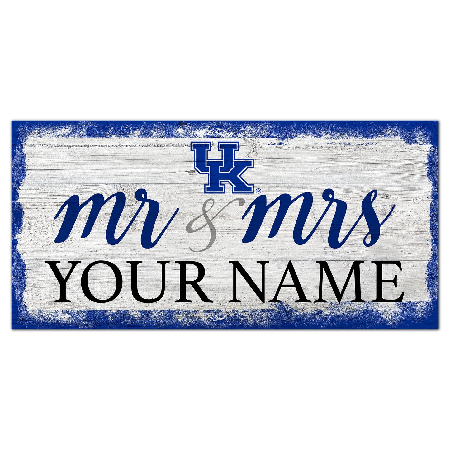 Kentucky Wildcats 6" x 12" Personalized Mr. & Mrs. Script Sign
