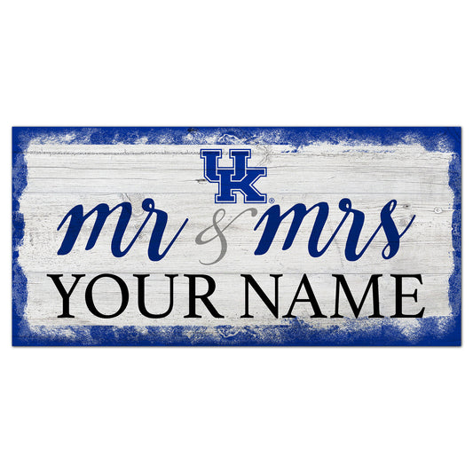 Kentucky Wildcats 6" x 12" Personalized Mr. & Mrs. Script Sign