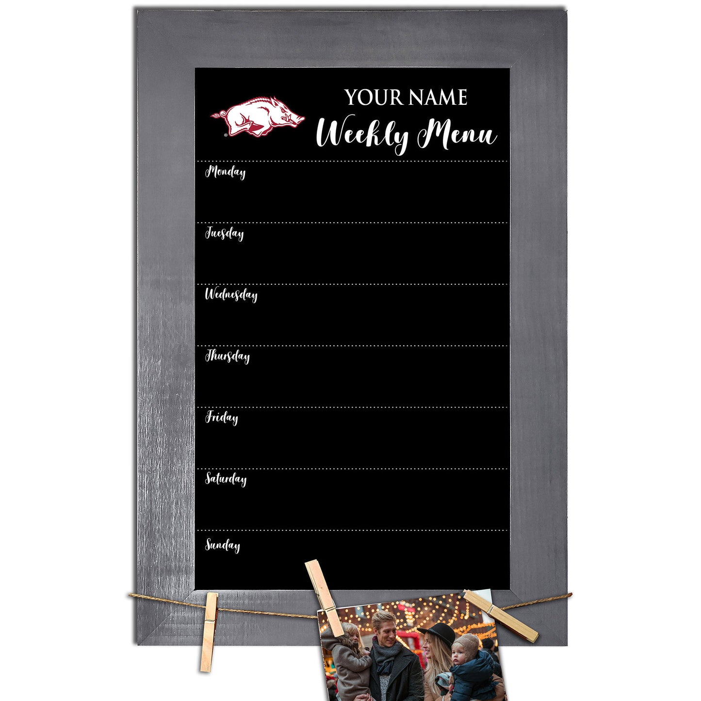 Arkansas Razorbacks 11" x 19" Personalized Team Weekly Chalkboard with Frame