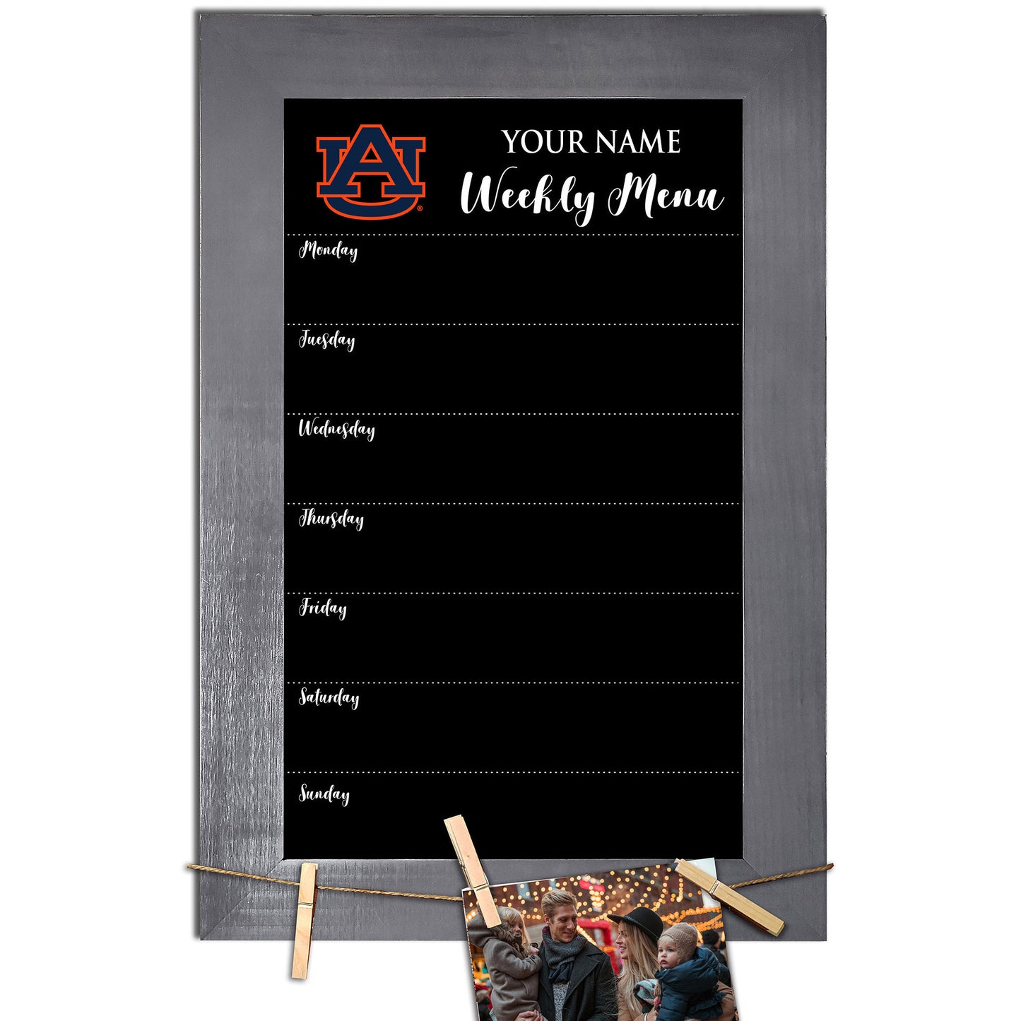 Auburn Tigers 11" x 19" Personalized Team Weekly Chalkboard with Frame