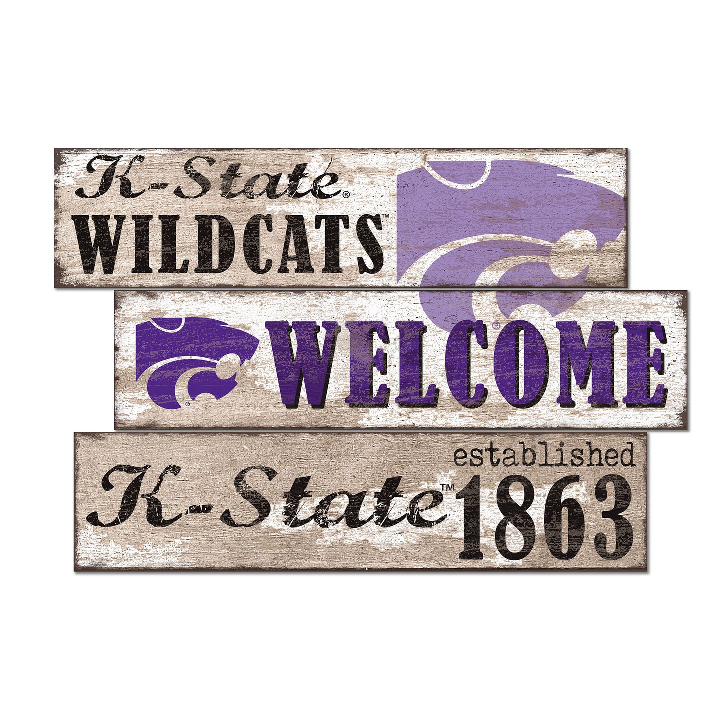 Kansas State Wildcats 24" 3-Plank Welcome Sign