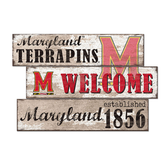 Maryland Terrapins 24" 3-Plank Welcome Sign