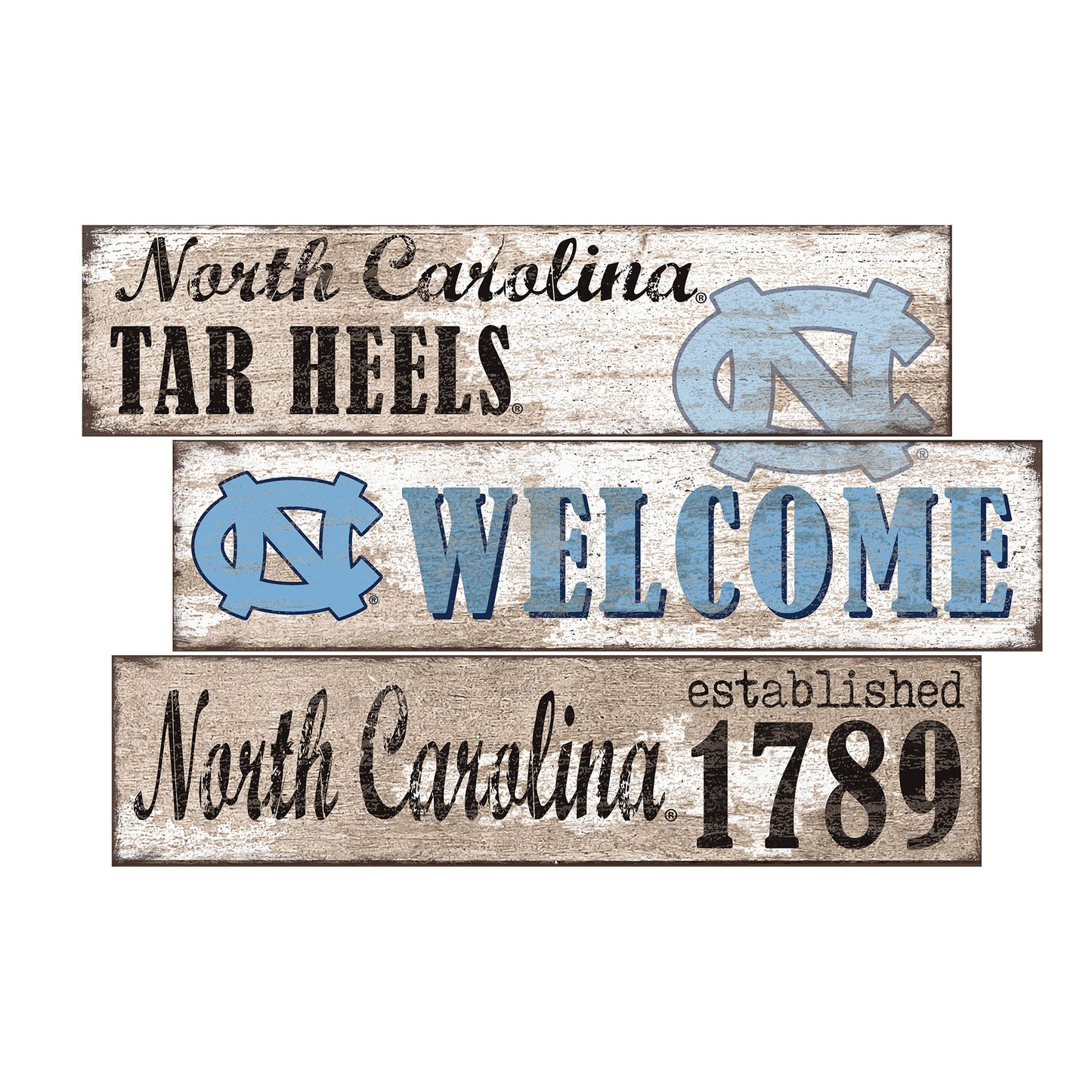 North Carolina Tar Heels 24" 3-Plank Welcome Sign