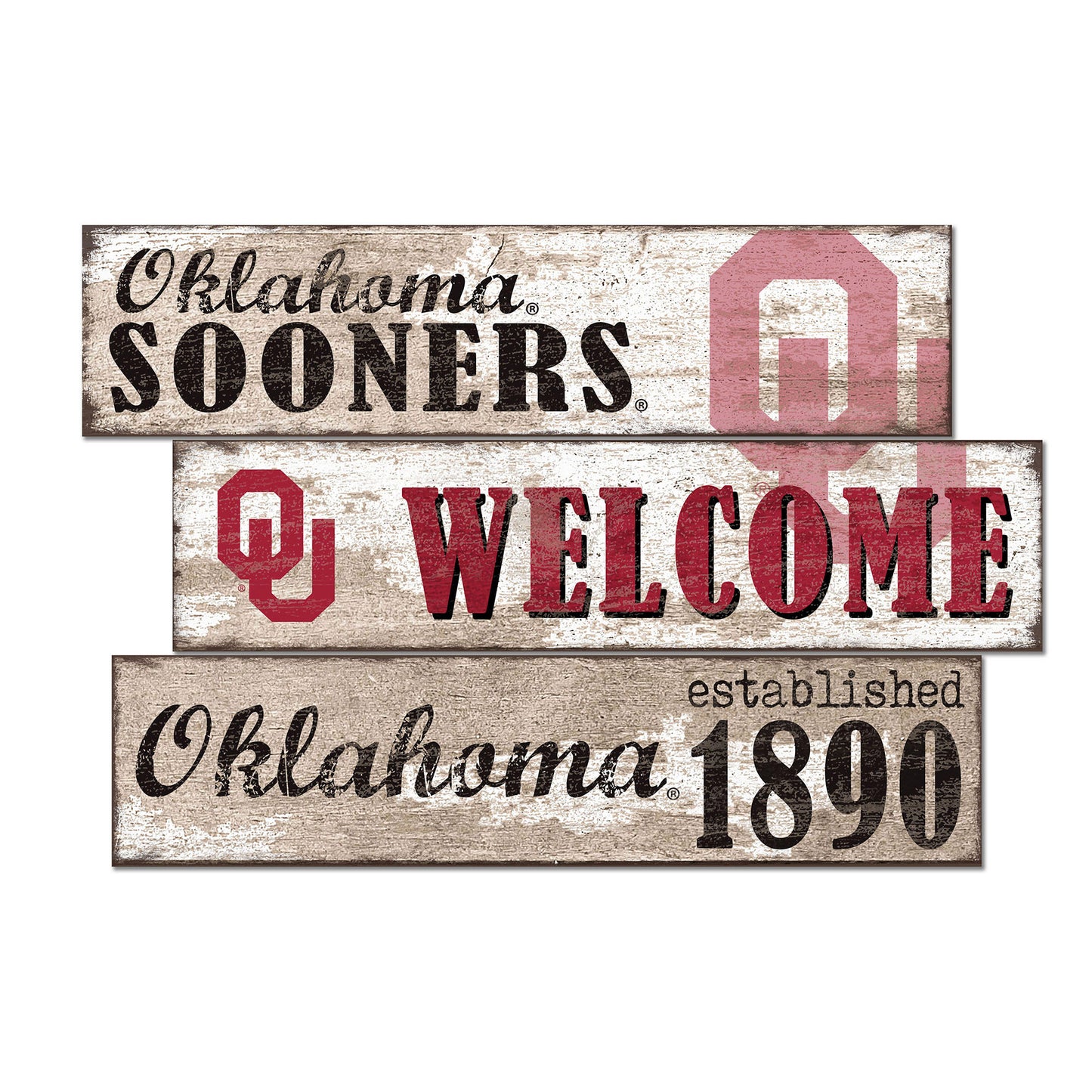 Oklahoma Sooners 24" 3-Plank Welcome Sign