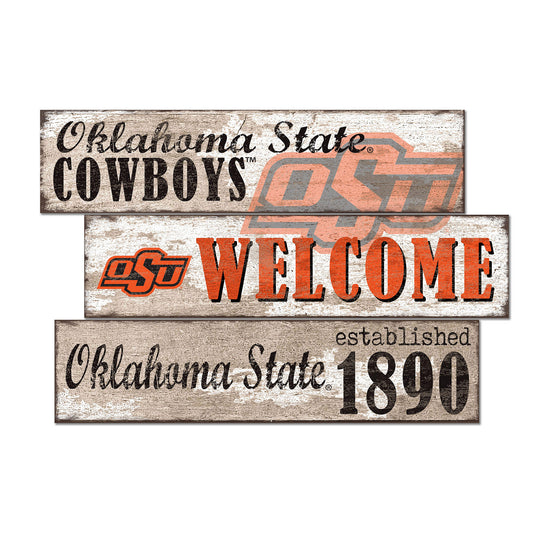 Oklahoma State Cowboys 24" 3-Plank Welcome Sign