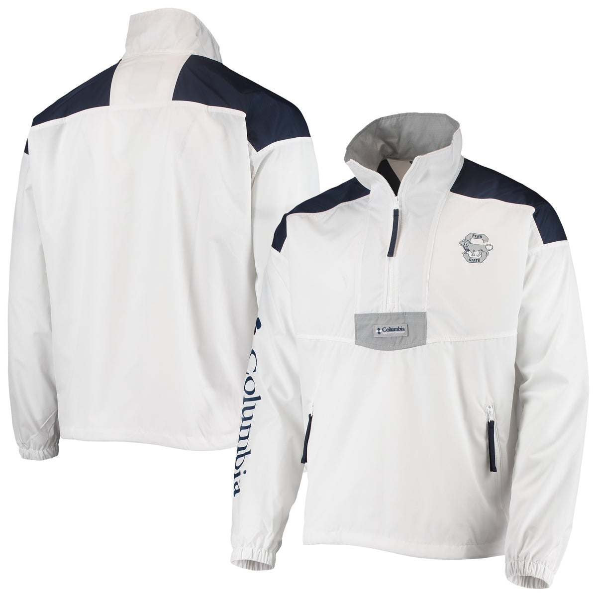 Men's Columbia White Penn State Nittany Lions Santa Ana Anorak Quarter-Zip Jacket