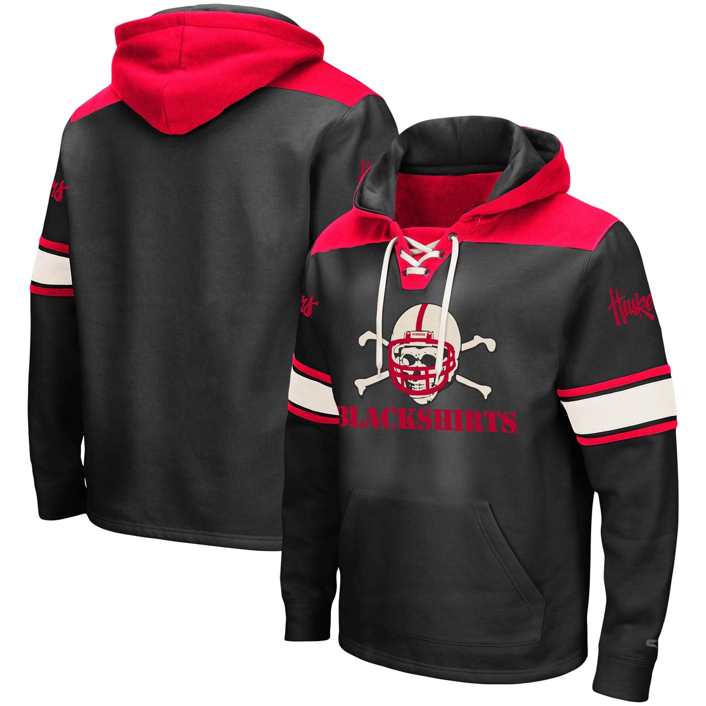 Men's Colosseum Black Nebraska Huskers 2.0 Lace-Up Pullover Hoodie