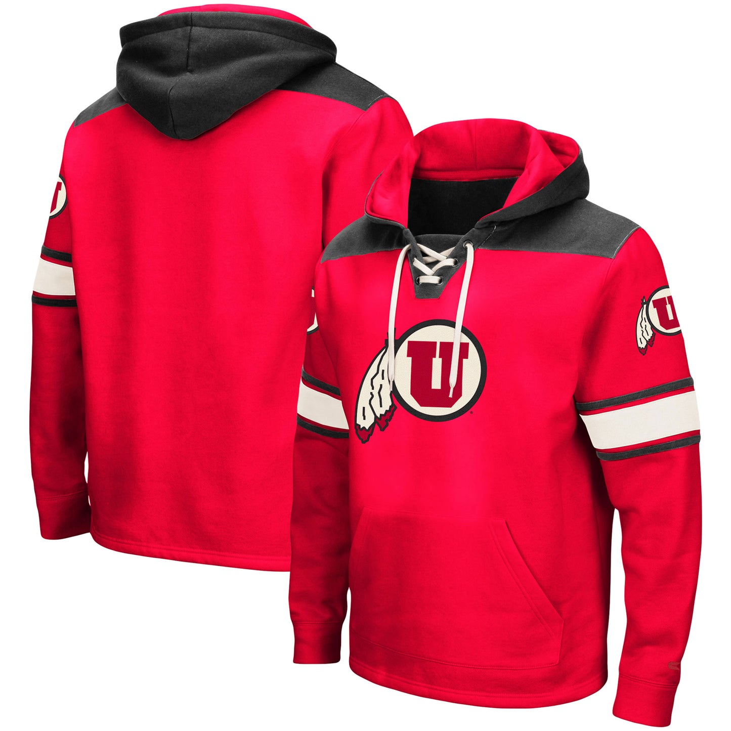 Men's Colosseum Red Utah Utes 2.0 Lace-Up Pullover Hoodie