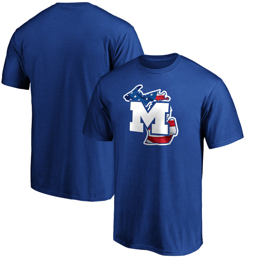 Men's Royal Michigan Wolverines Banner State T-Shirt