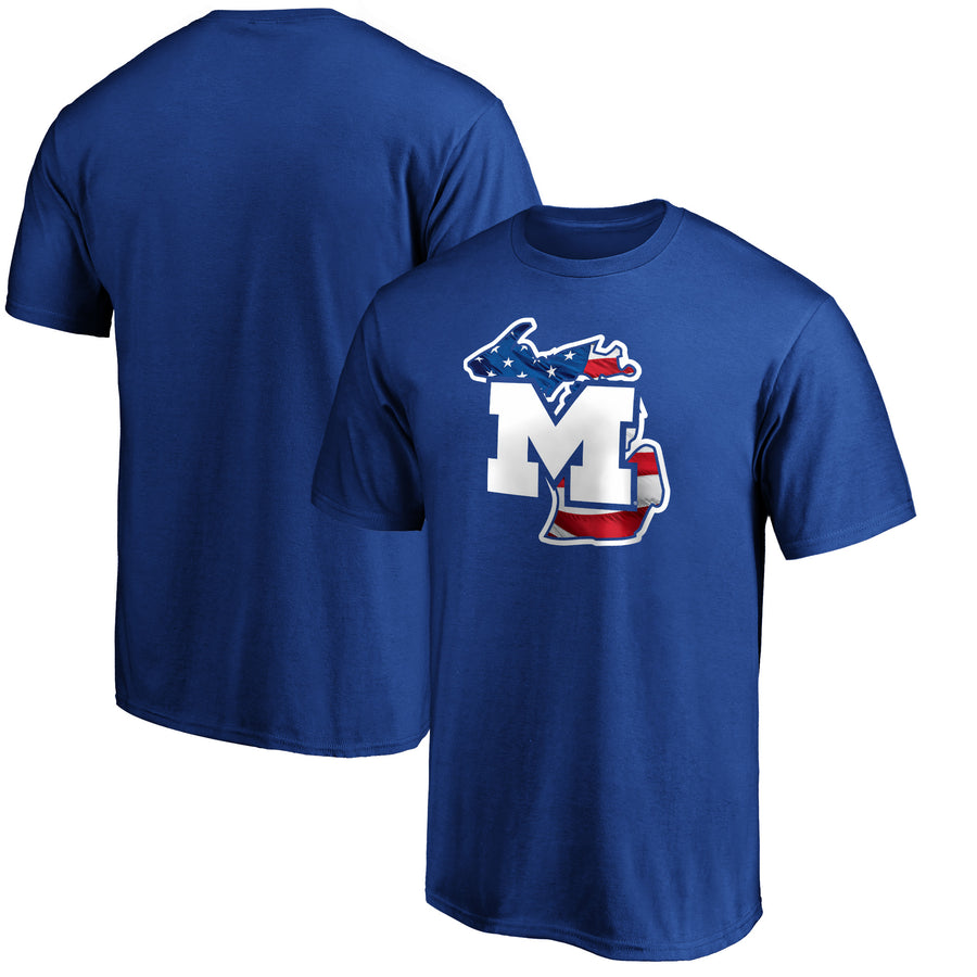 Men's Royal Michigan Wolverines Banner State T-Shirt