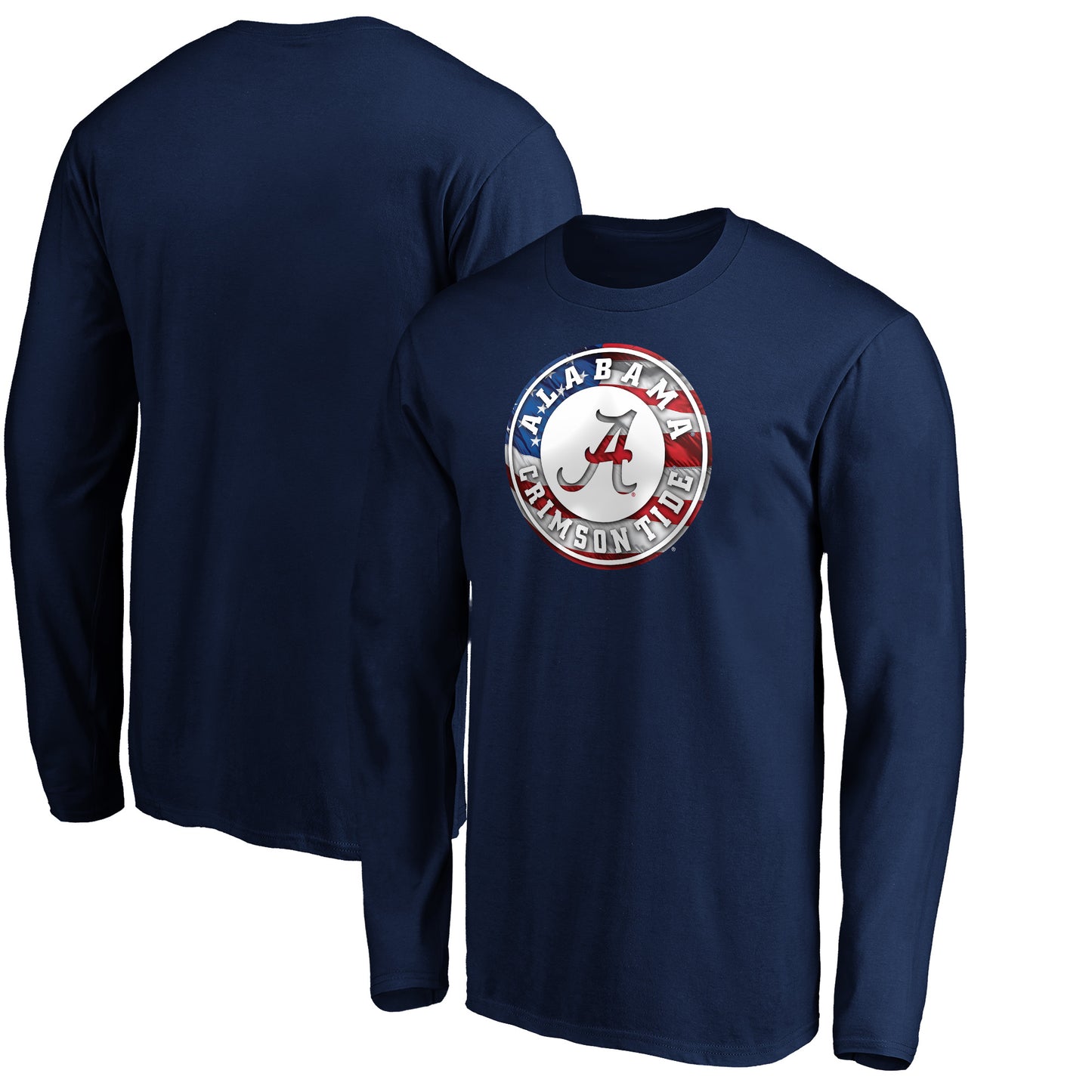 Men's Navy Alabama Crimson Tide Banner Wave Long Sleeve T-Shirt