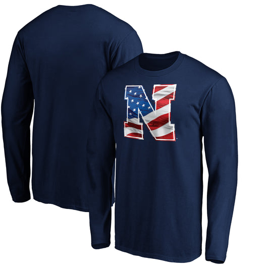 Men's Navy Nebraska Huskers Banner Wave Long Sleeve T-Shirt