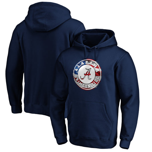 Men's Navy Alabama Crimson Tide Banner Wave Pullover Hoodie