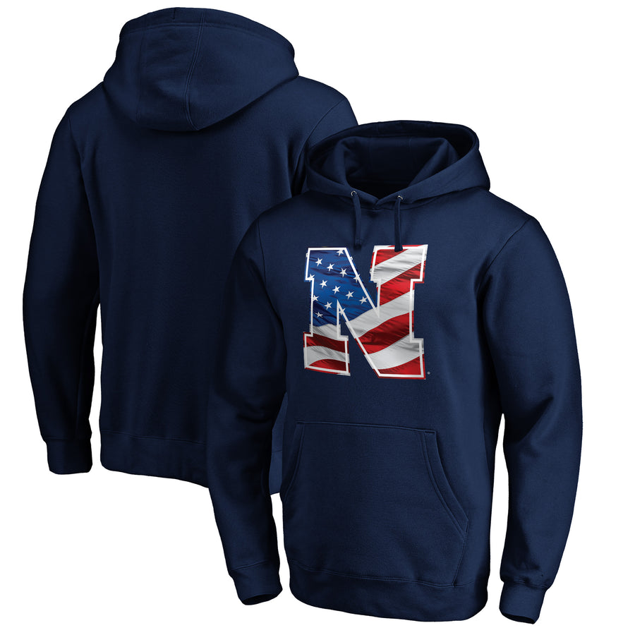 Men's Navy Nebraska Huskers Banner Wave Pullover Hoodie
