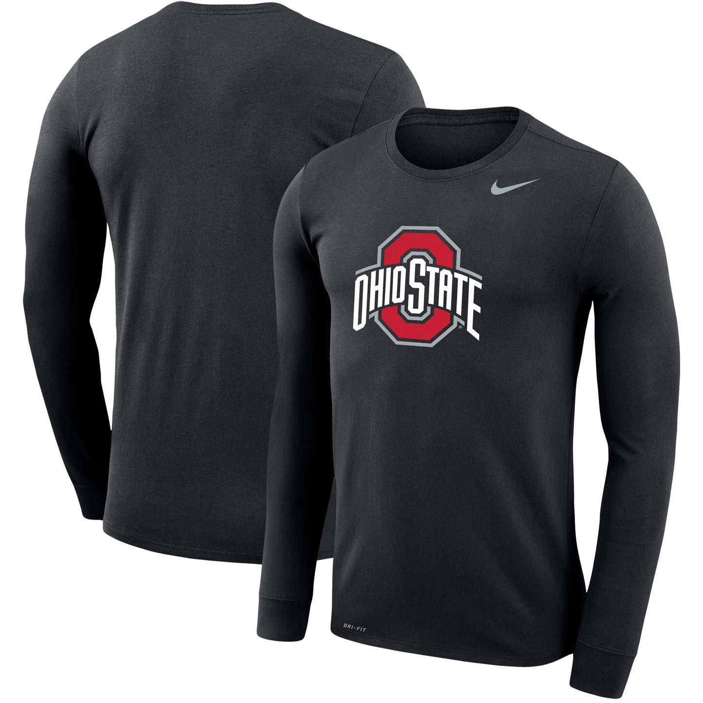 Men's Nike Black Ohio State Buckeyes Big & Tall Primary Logo Legend Performance Long Sleeve T-Shirt