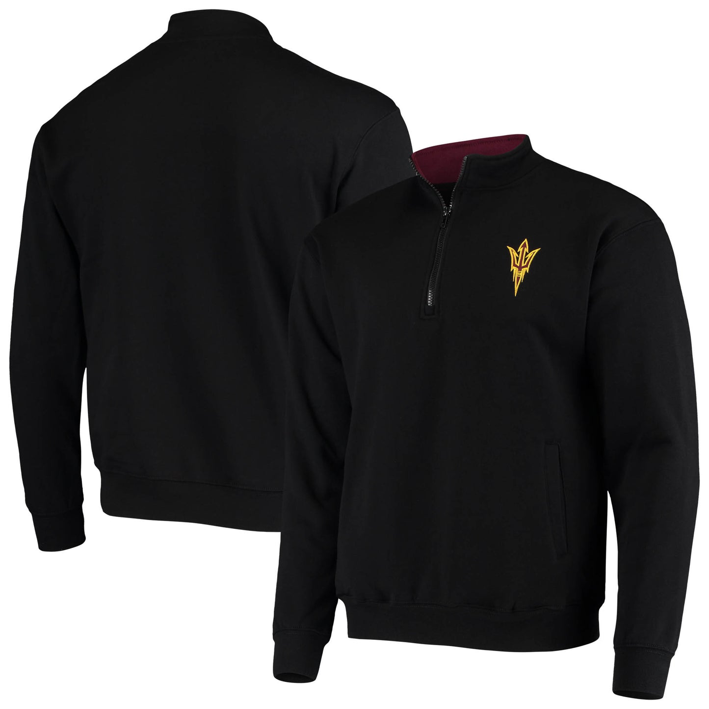 Men's Colosseum Black Arizona State Sun Devils Tortugas Logo Quarter-Zip Jacket