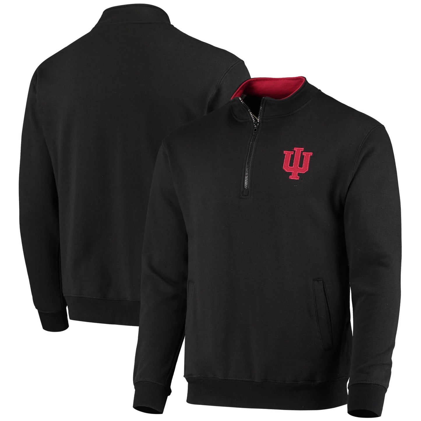 Men's Colosseum Black Indiana Hoosiers Tortugas Logo Quarter-Zip Jacket