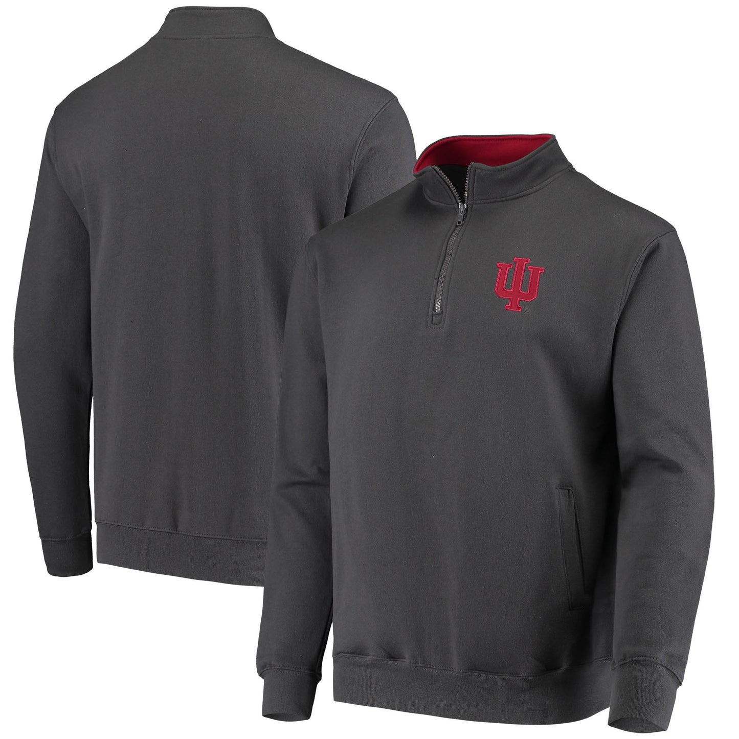 Men's Colosseum Charcoal Indiana Hoosiers Tortugas Logo Quarter-Zip Pullover Jacket