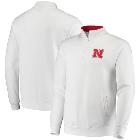 Men's Colosseum White Nebraska Huskers Tortugas Logo Quarter-Zip Jacket